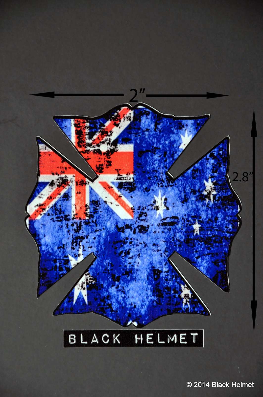 Flag of Australia Maltese Cross Helmet Decal Black Helmet Firefighter